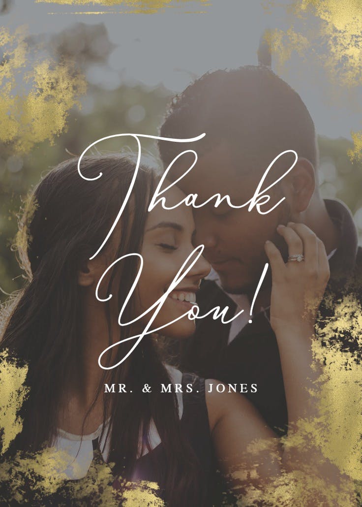 Foiled photo - wedding thank you card